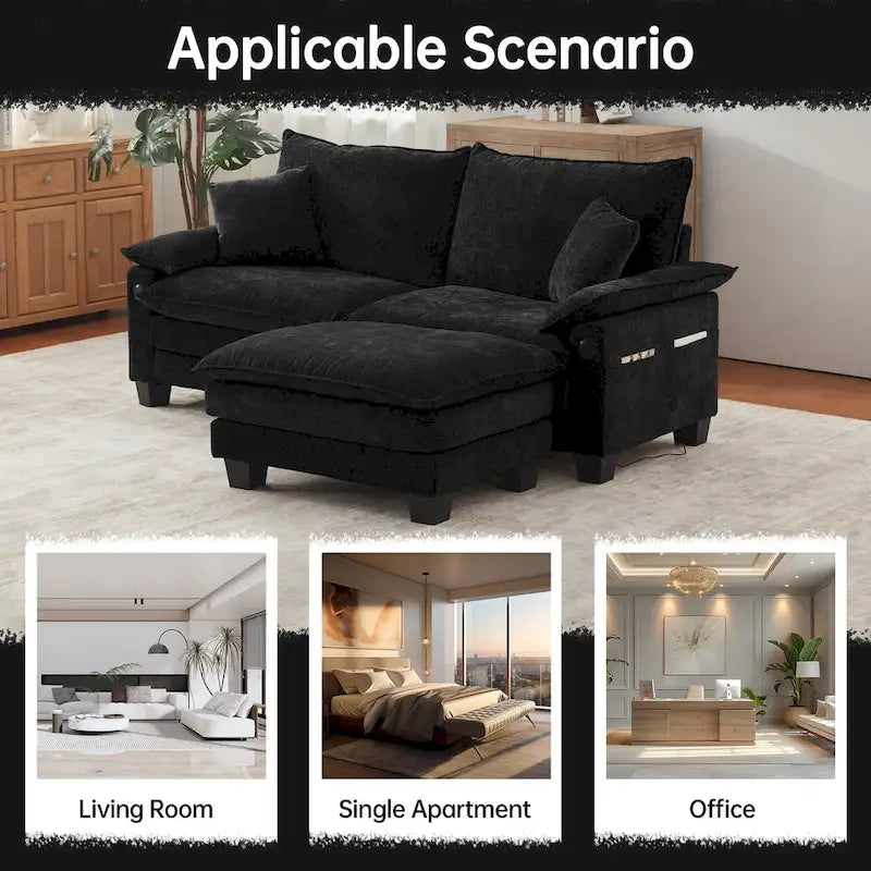 Divano Sezionale Modulare, Comodo Divano Sezionale Cloud con Pouf, Divano Letto a Seduta Profonda per Soggiorno