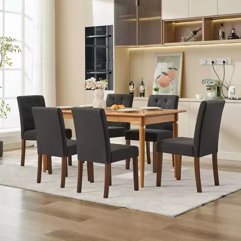 Set di 6/4 sedie da pranzo Parsons con bottoni trapuntati - Sedie da cucina imbottite in tessuto con gambe in legno e sedili imbottiti - Mobili per soggiorno e cucina