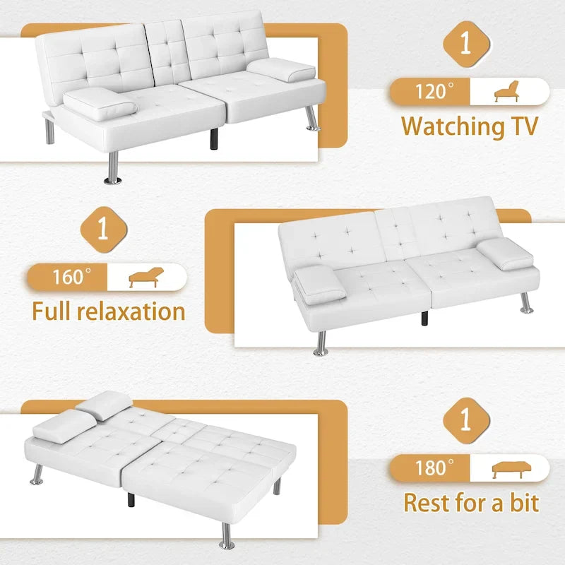 Divano letto futon convertibile Homall con portabicchieri e cuscini