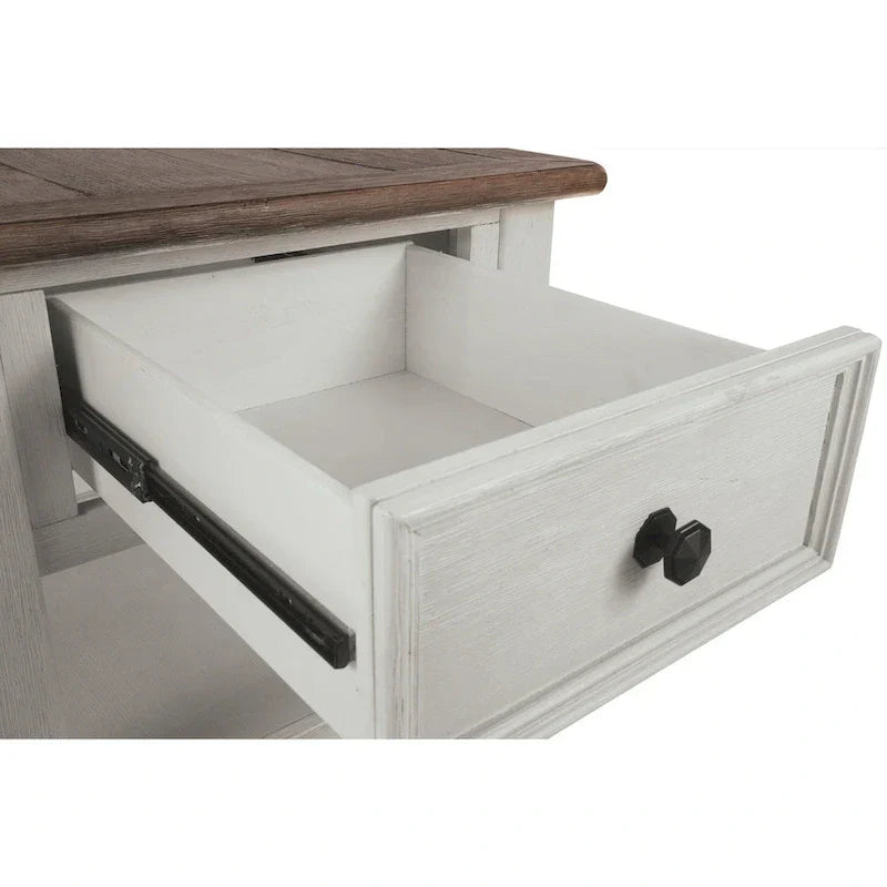 Tavolino occasionale Bolanburg bianco anticato/marrone
