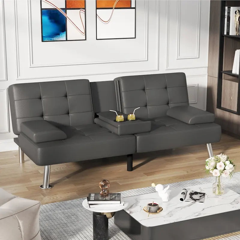 Canapé Futon Convertible Homall avec Porte-gobelets et Oreillers