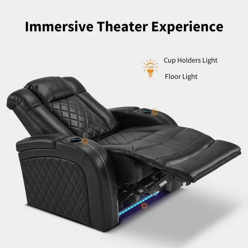 Poltrona reclinabile MCombo con poggiatesta regolabile, sedile home theater a doppio motore con porta USB, pelle traspirante HTS411
