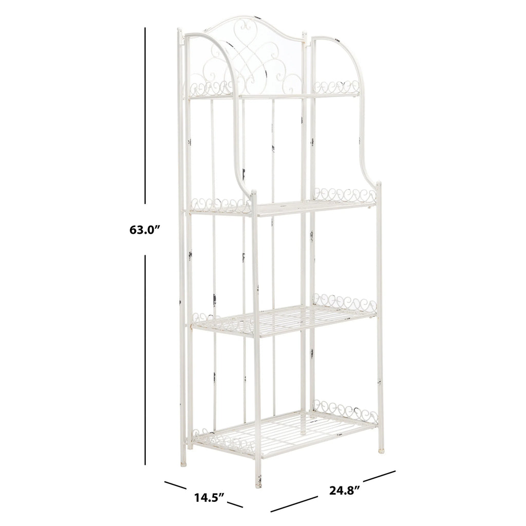 SAFAVIEH Bryn Scaffale da panettiere da esterno a 4 ripiani in ferro battuto vittoriano - 25 pollici L x 15 pollici P x 63 pollici H - 25 L x 15 P x 63 H