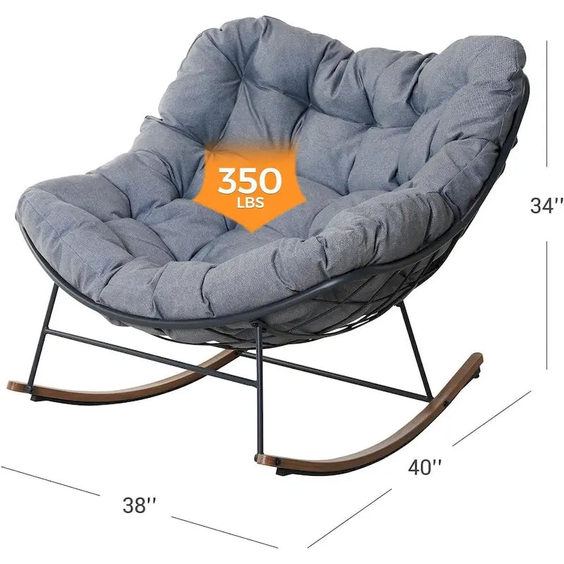 Sedia a dondolo gigante da patio, sedia a forma di uovo per interni ed esterni, in stile libero, con cuscino, poltrona moderna per giardino, cortile