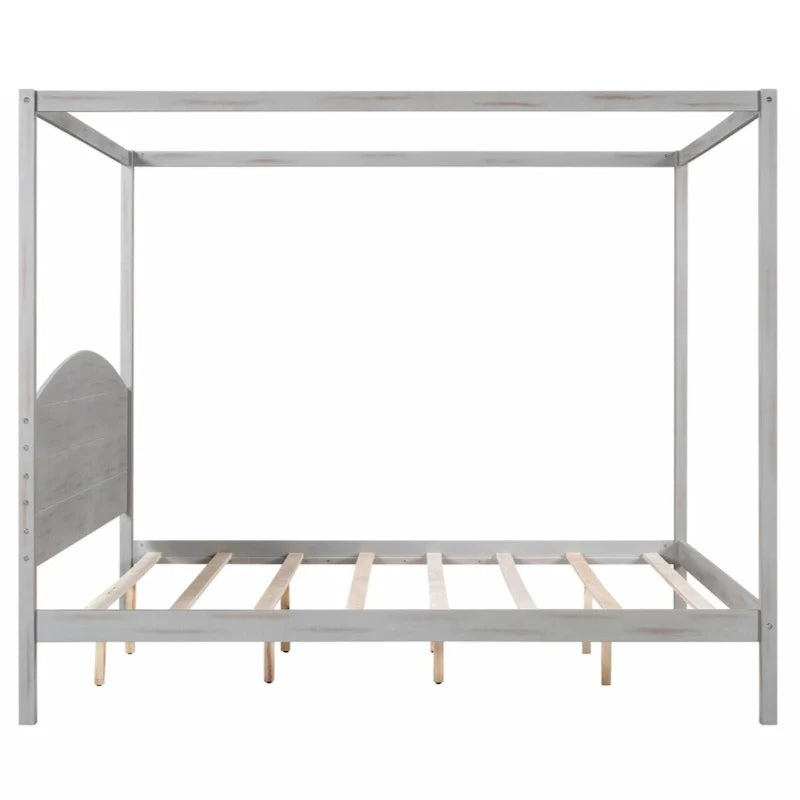 Letto a piattaforma a baldacchino King Size con testiera e gambe di supporto