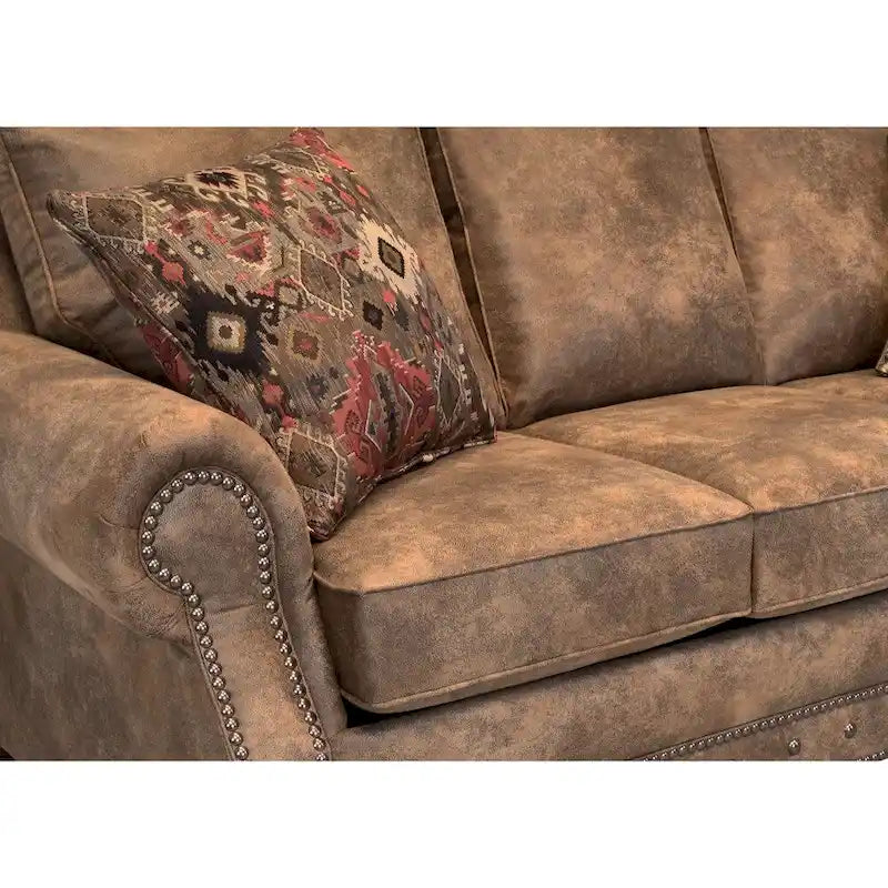 Divano letto in tessuto scamosciato marrone rustico Rancho - 37 x 86 x 40