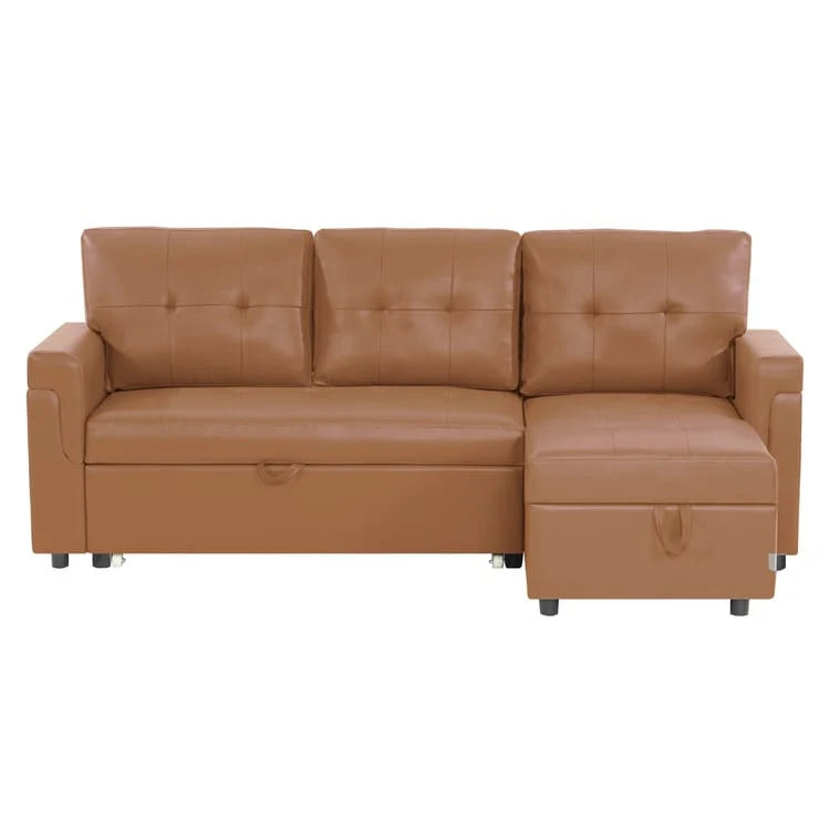 Divano sezionale reversibile con letto estraibile, chaise longue con contenitore nascosto, gambe durevoli,