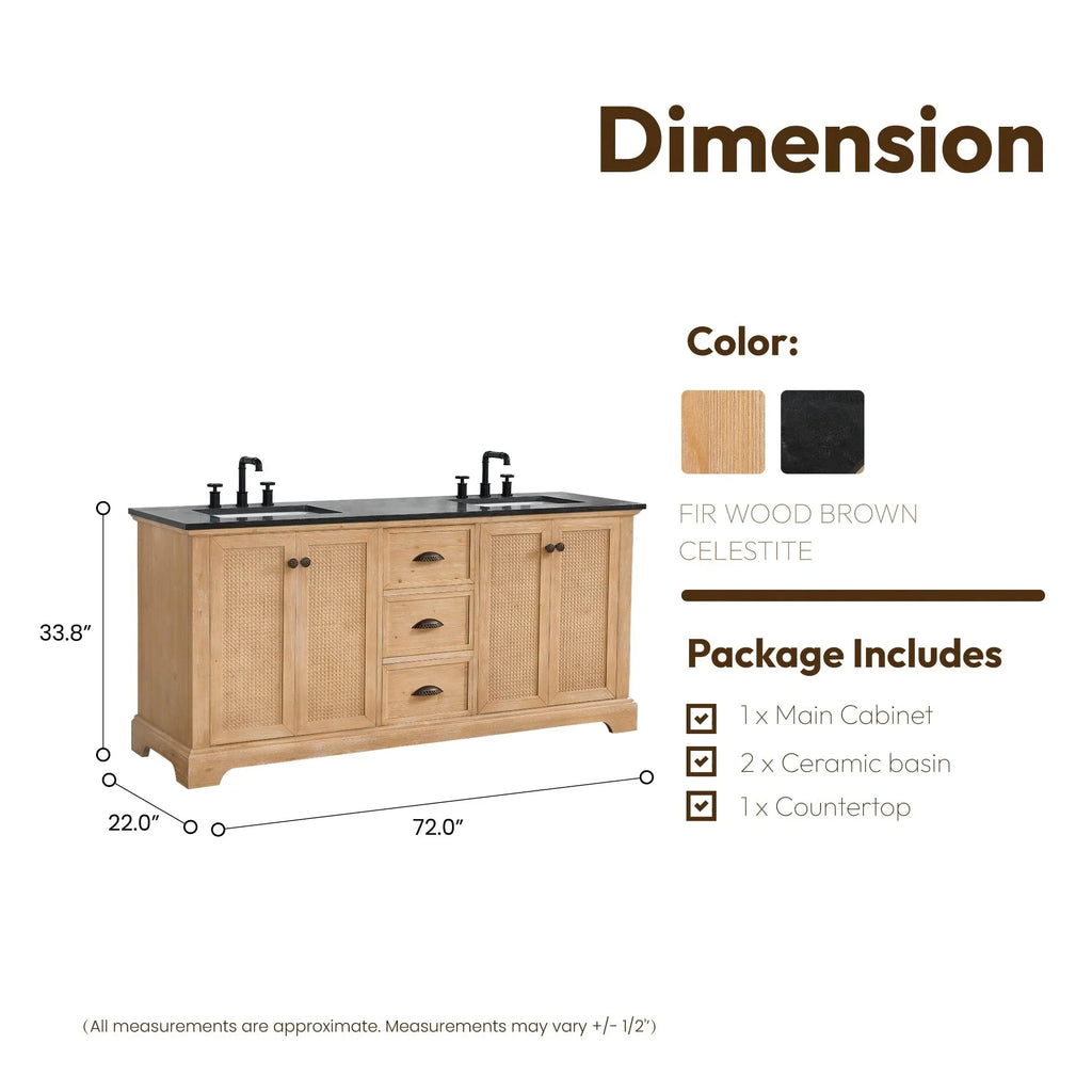 Mobile bagno Hervas con top in marmo naturale senza specchio