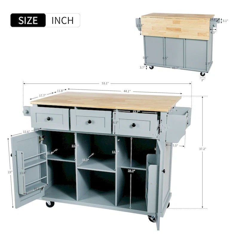 Carrello da Cucina su Ruote Portatile con Contenitore