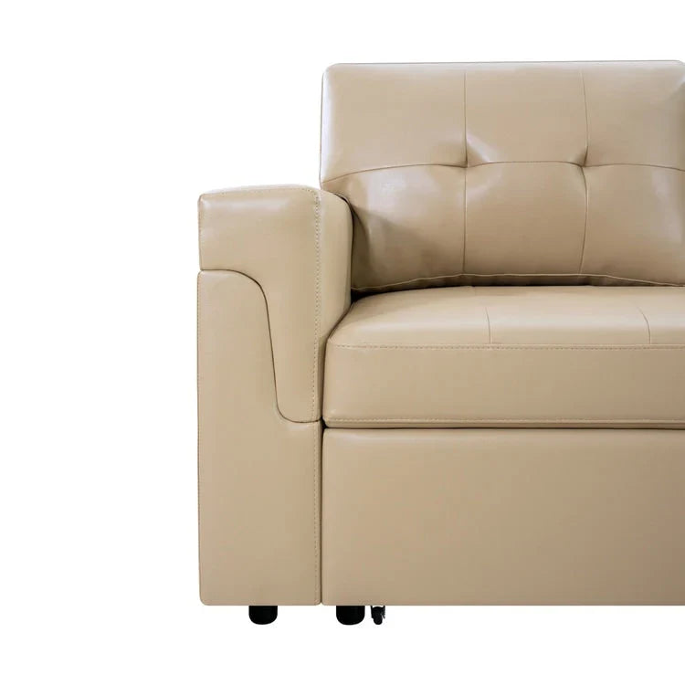 Divano componibile convertibile reversibile con letto estraibile, chaise longue con contenitore nascosto e gambe durevoli